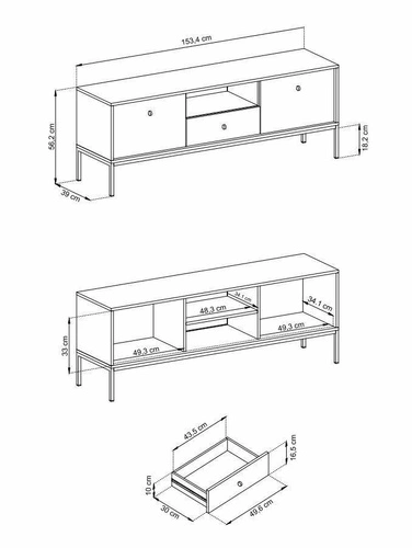 Moderní modrá TV komoda Evora na vysokých nohách do obýváku 154 cm