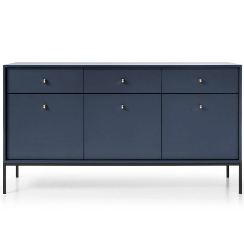 Komoda Evora modrá 154 cm moderní se zásuvkami na nožkách do obýváku Intesi