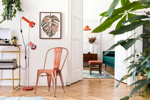 Kovová židle Paris měděná do jídelny a kuchyně ve stylu loft inspirovaná Tolix D2.DESIGN