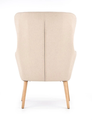 Křeslo ušák Damar béžové do obýváku skandinávské relaxační s dřevem Intesi