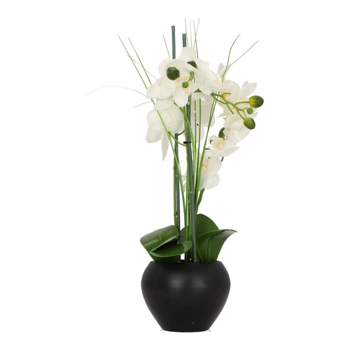 Umělá orchidej Atmosphera bílá moderní do obýváku 53 cm jako živá v květináči