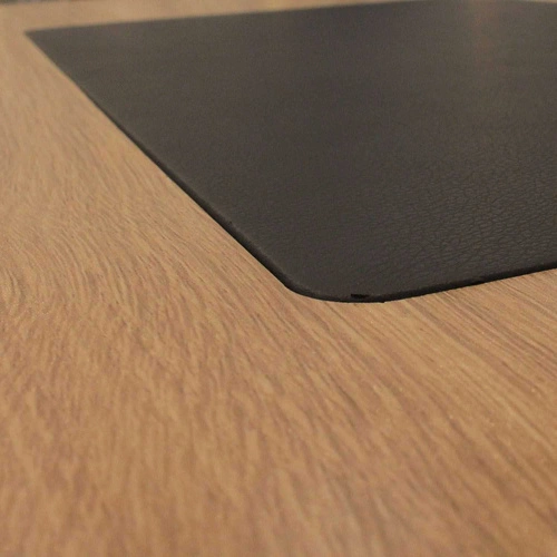 Industriální psací stůl Dolem Intesi se zásuvkou a podložkou na práci, černý s dubovou deskou 100 cm