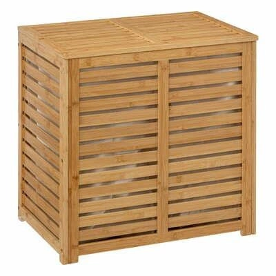 Bambusový koš na prádlo do koupelny 2 komory 2x50L přírodní 5five simply smart