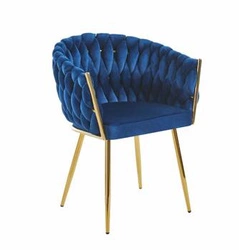 Čalouněná jídelní židle Malaya Velvet Intesi modrá glamour se zlatými nohami