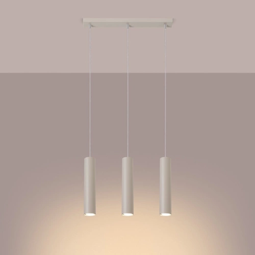 Závěsné loftové svítidlo Lagos 3L béžové, nastavitelné nad stůl a do obýváku, kovové