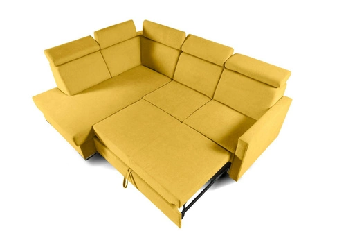 Rohová rozkládací pohovka Mils XL levá moderní hořčicová do obýváku Intesi