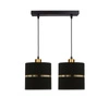 Assam závěsná lampa černá+zlatá 2x60W E27 stínidlo černé+zlatý pruh