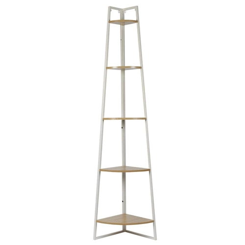 Rohová knihovna do obýváku Corner 180 cm bílá loftová s 5 policemi Intesi