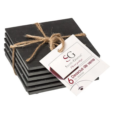 Atmosphera sada 6 moderních břidlicových podtácků pod hrnek 10x10 cm minimalistických