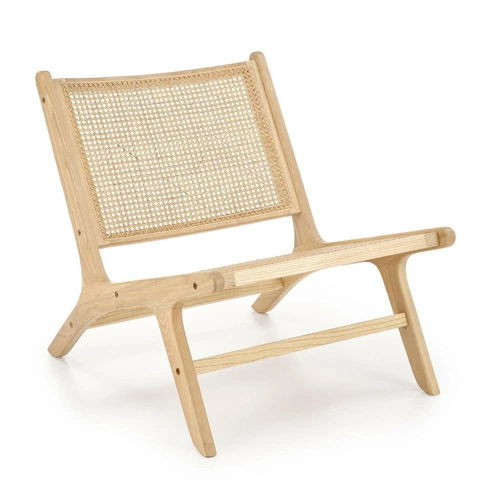 Ratanové křeslo Datura Intesi do obýváku moderní boho s přírodním jasanovým dřevem