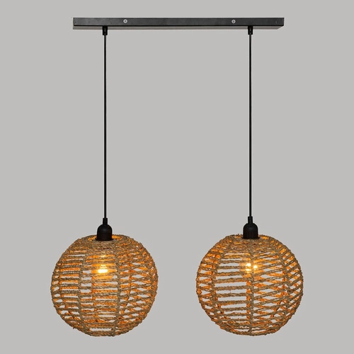 Závěsné ratanové světlo koule Rana 2 boho do obýváku a jídelny Atmosphera 50 cm