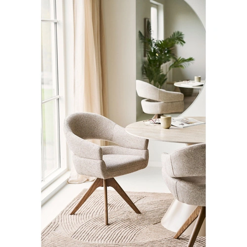 Židle Dover čalouněná otočná do jídelny, pískový melír / dub