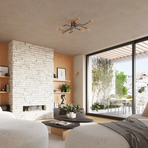 Nástěnné svítidlo loftové TIMBO černé s dřevem do obýváku a ložnice SOLLUX LIGHTING