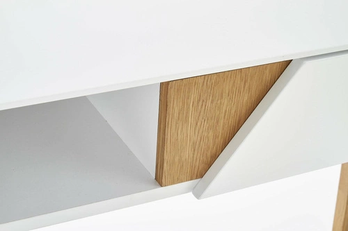 Bílá skandinávská konzole Indigo se zásuvkou a policí do předsíně, obýváku nebo ložnice