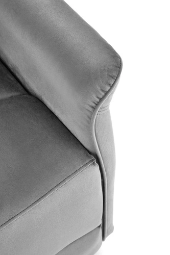 Rozkládací křeslo do obýváku Karlin sametové šedé glamour s relaxační funkcí a USB portem