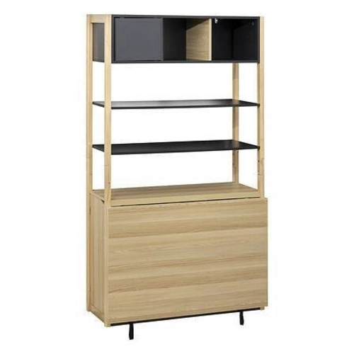 Knihovna Extensio moderní loftová s uzavíratelnými policemi a funkcí psacího stolu 180 cm