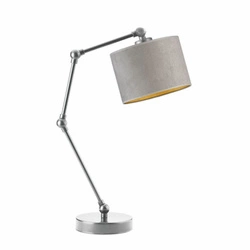 Noční lampička ASMARA Velur Gold šedá moderní s velurovým stínidlem nastavitelná do ložnice Lysne