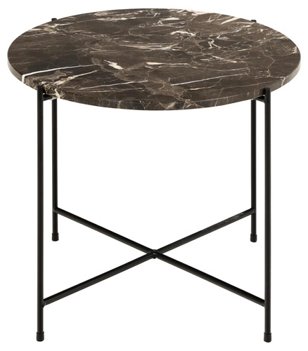 Konferenční stolek Avila kulatý nízký mramorový hnědý moderní glamour do obýváku 52 cm