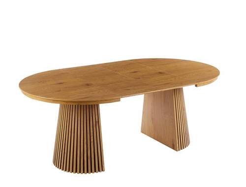 Rozkládací kulatý jídelní stůl Kyoto 120–200 cm přírodní dub moderní