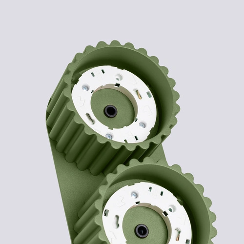 Moderní stropní svítidlo AURA 2 olivově zelené kulaté do obýváku nebo kuchyně hliník