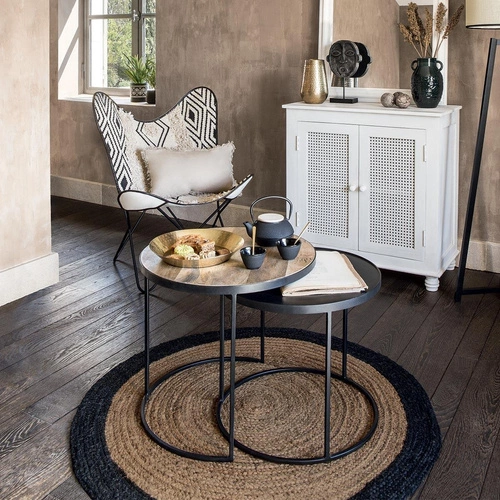 Kulatý jutový koberec Atmosphera Bord 120 cm boho styl přírodní do obývacího pokoje nebo ložnice