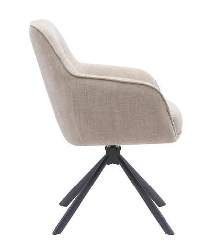 Otočná sametová béžová křeslo Lova s područkami do obýváku moderní