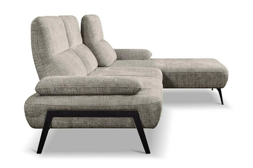 Moderní pravý rohový gauč do obýváku Rasmus s nastavitelným opěradlem světle šedý Intesi