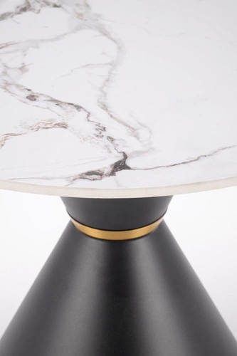 Konferenční stolek Javin S kulatý bílý mramor černý moderní glamour do obýváku 60 cm