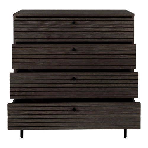 Komoda Kyoto hnědá skandinávská rýhovaná 4 zásuvky do obýváku