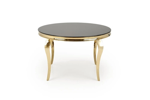 Kulatý skleněný stůl Munya černý a zlatý 120 cm moderní glamour do jídelny Intesi