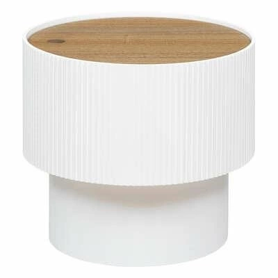 Kulatý konferenční stolek Enola S bílý s úložným prostorem moderní do obýváku Atmosphera