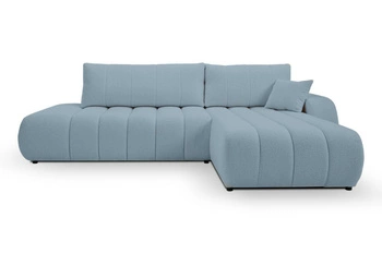 Modulární rozkládací rohová sedačka Hobro pravá moderní do obýváku modrá s úložným prostorem