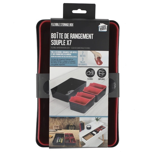 Sada 7 organizérů černá/červená