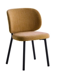 Čalouněná žlutá jídelní židle Naws s černými kovovými nohami moderní