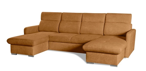 Rohová sedačka Limi U s rozkladem a úložným prostorem do obýváku okrová