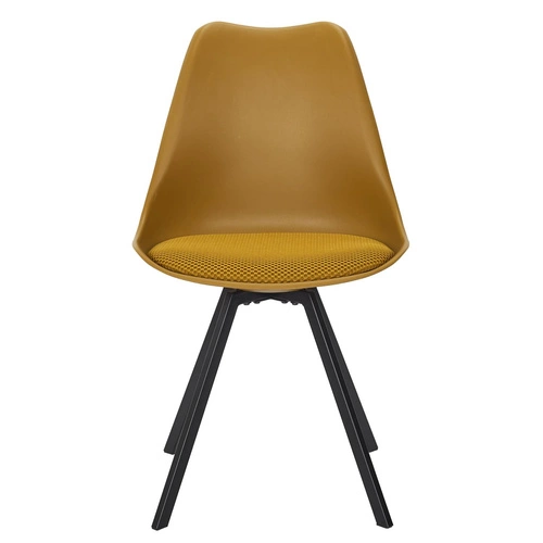 Čalouněná žlutá židle Atom Intesi do jídelny a obýváku, moderní na kovových nohách