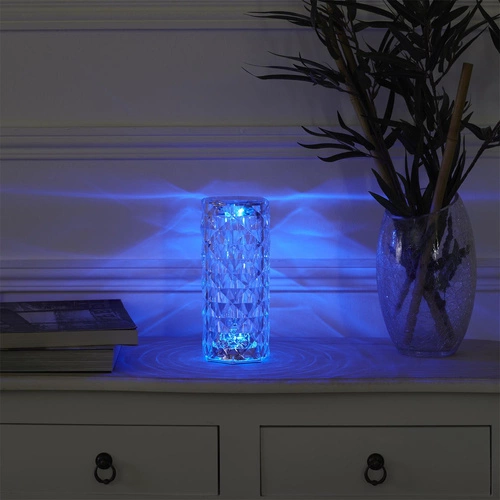 LED noční lampička Crystal Intesi glamour s dálkovým ovládáním 12 barev do ložnice a obýváku 21,5 cm