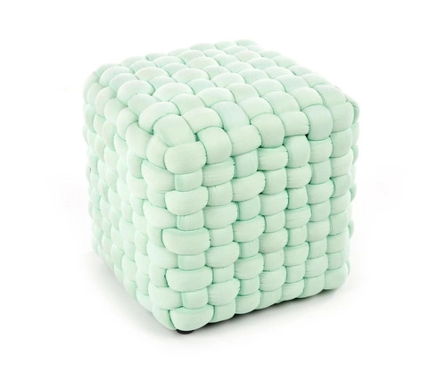 Čalouněný čtvercový taburet Rubi v mátové barvě do obýváku a dětského pokoje 35x35 cm Intesi