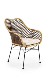 Ratanová jídelní židle Mauri boho s područkami do jídelny a obýváku hnědá Intesi