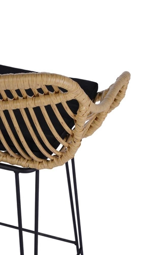 Hoker Surabaya ratanový s opěrkou a područkami do kuchyně skandinávský černý