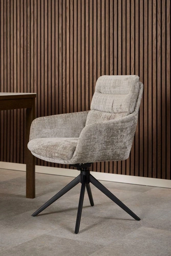 Actona Roger šedá čalouněná otočná jídelní židle s područkami