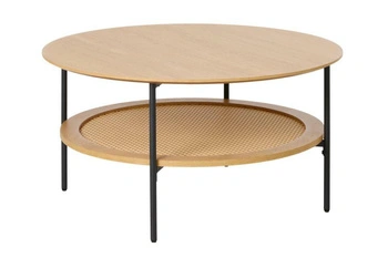 Konferenční stolek Pensacola kulatý 80 cm dub s policí do obývacího pokoje