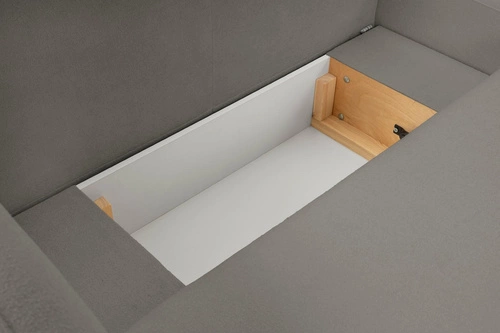 Rohová rozkládací sedačka Salby šedá moderní pravá do obýváku s úložným prostorem Intesi