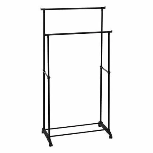 Černý moderní dvojitý stojanový věšák na oblečení na kolečkách 5five simply smart