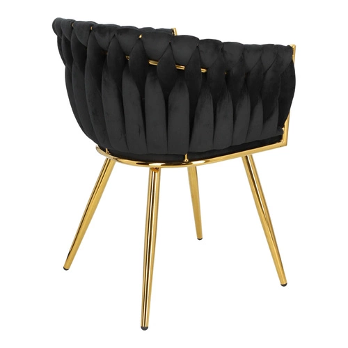 Jídelní židle Tessa Intesi čalouněná samet černá glamour s područkami zlaté nohy