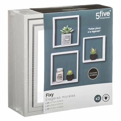 Sada 3 nástěnných polic Fixy L bílá