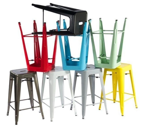 Kovová barová stolička Paris 66 cm bílá bez opěrky industriální k kuchyňskému ostrůvku D2.DESIGN