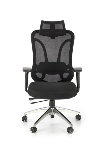 Ergonomická kancelářská židle Berto černá otočná s opěrkou hlavy a nastavením Intesi do kanceláře