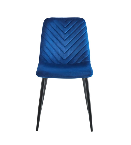 Čalouněná jídelní židle Herman Velvet modrá, moderní na černých nohách