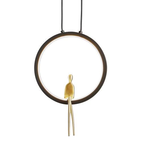 Závěsné LED svítidlo AMICI černo-zlaté 27 cm do obýváku a nad stůl výškově nastavitelné